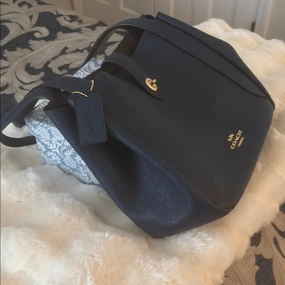 Coach Dark Blue Leather Tote - Picture 4 of 6